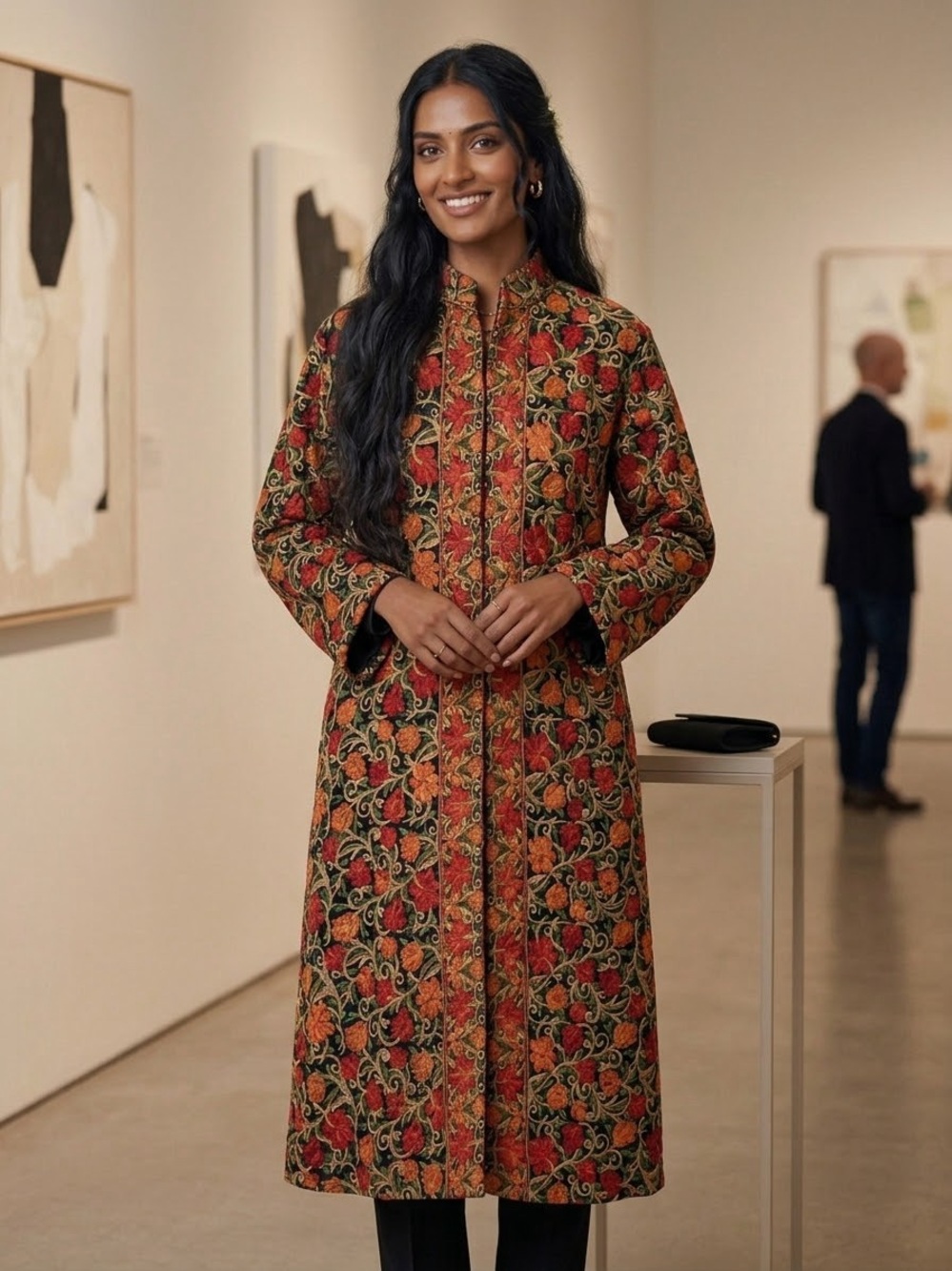 Kashmiri Embroidered silk and wool jacket